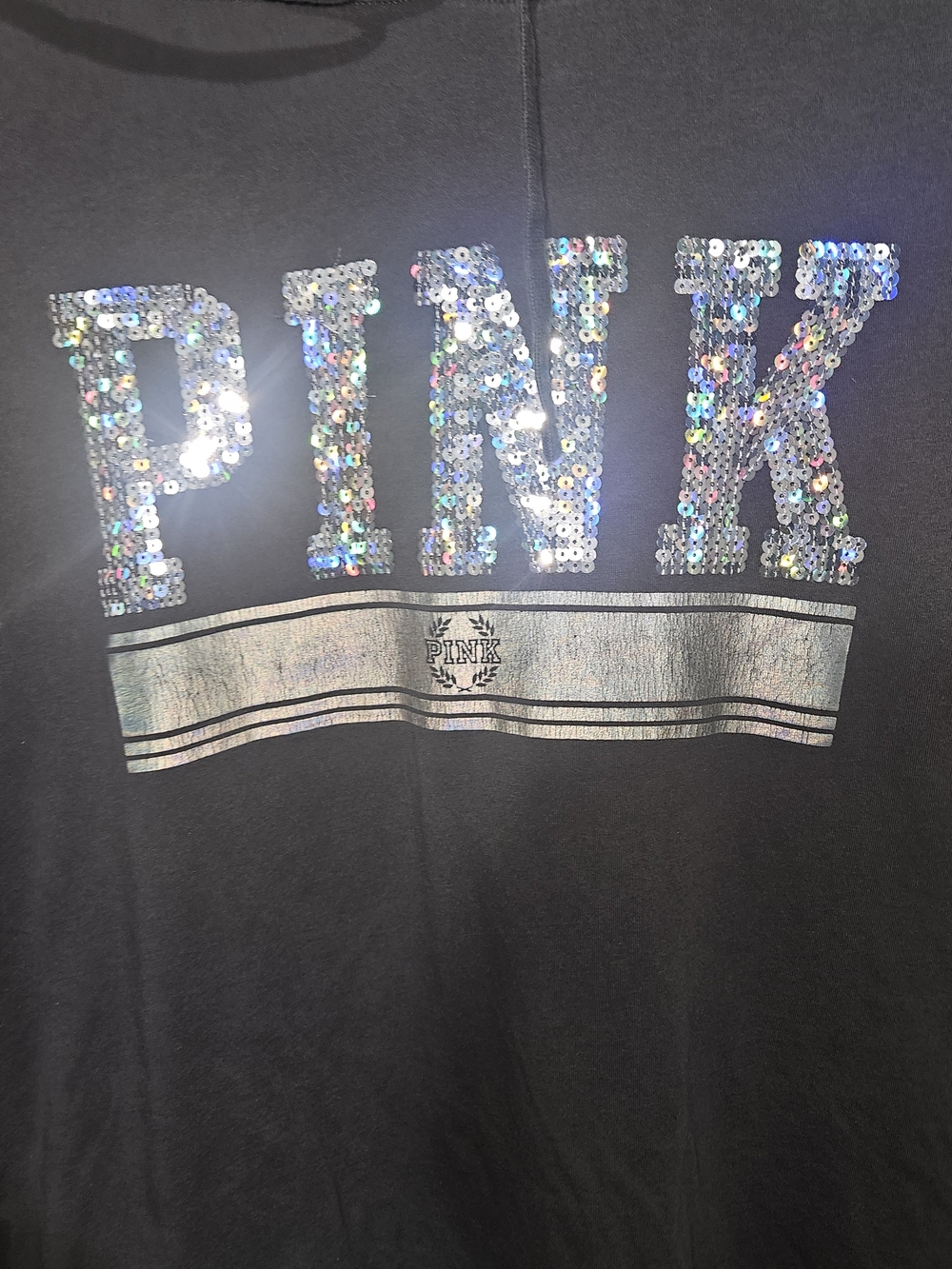 PINK Victoria's Secret Girls' Black Sequin Logo Hoodie - PINK Victoria's Secret